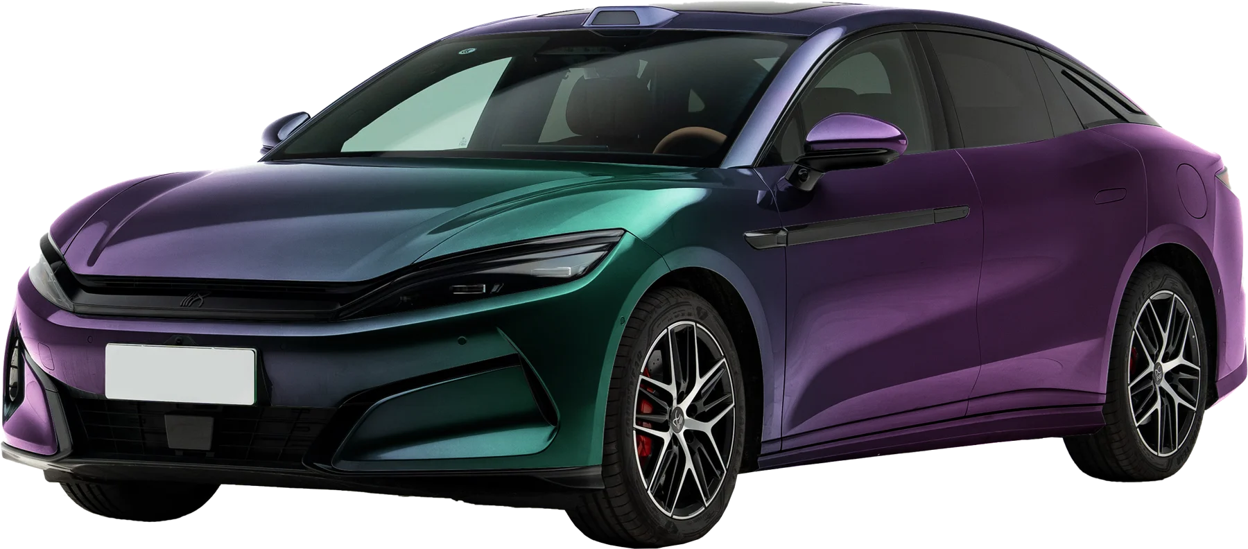 Car wrapped in color-shift colored PPF — purple-to-green TPU color change paint protection film