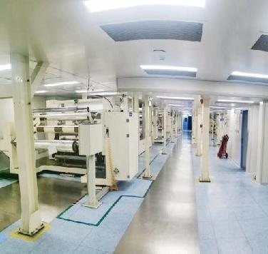 Coating line hall seen down its length