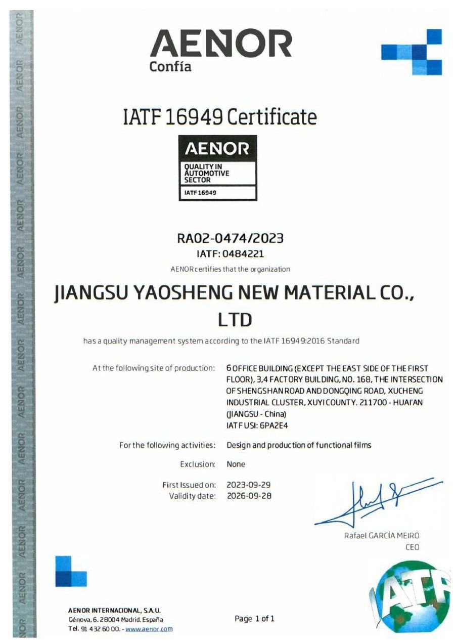 IATF 16949 certificate
